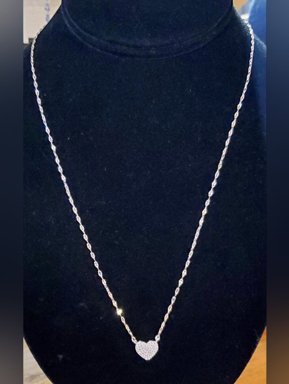 Sterling Silver Heart Swarovski Pavé Pendant Necklace